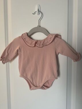 Pink Embroidered Collar Bodysuit for Baby 1-3M